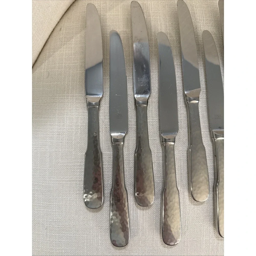 Towle 18/8 Stainless Flatware Germany Hammersmith 9-Dinner Knives 1-Butter Knife